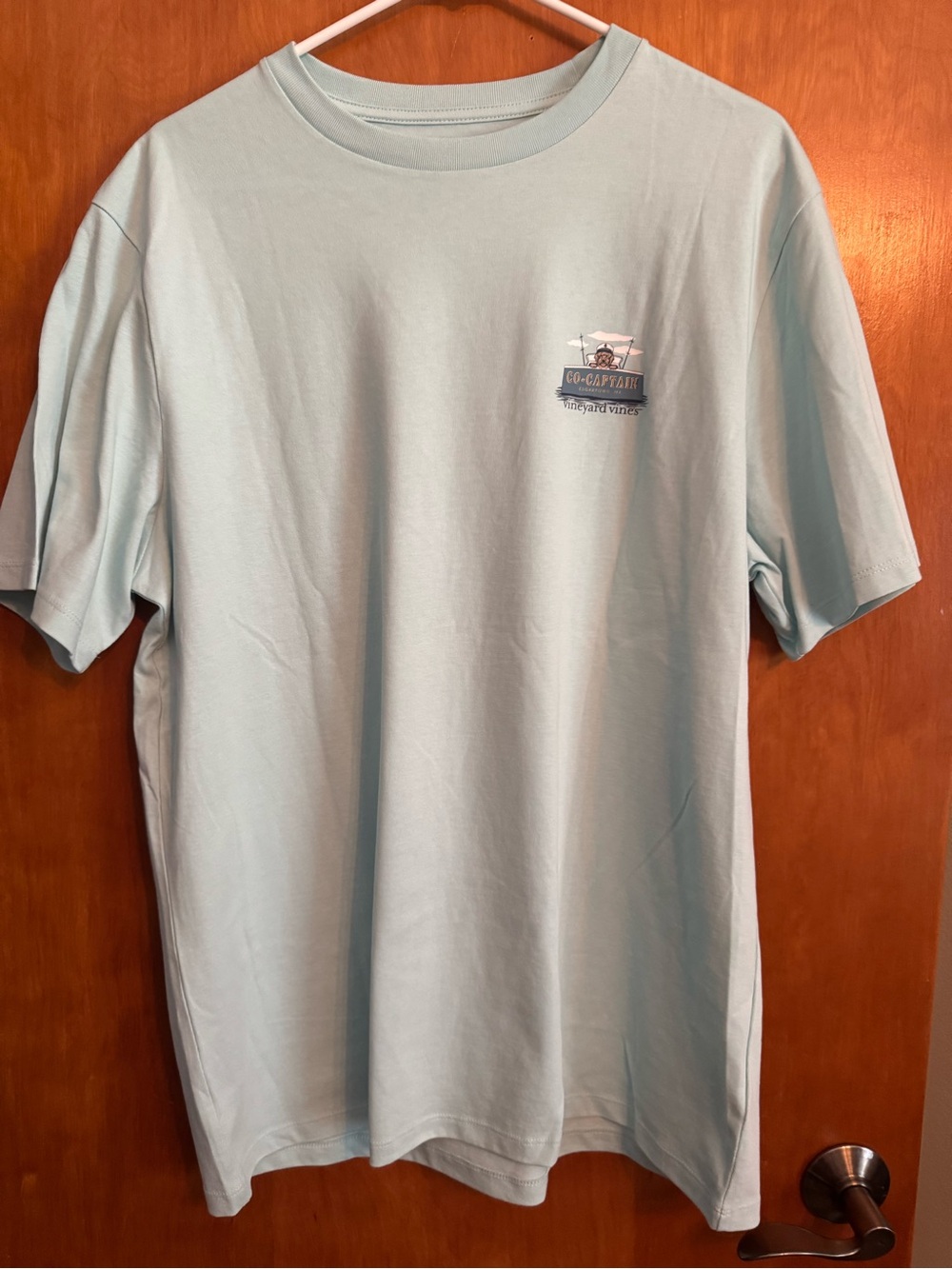 Vineyard Vines Light Blue Short Sleeve Captain Graphic Tee with Labradoodle